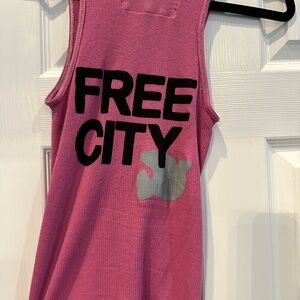 Freecity Pink Tank Top with Black and Gray Design